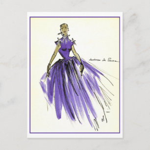 Abend Gown Fashion Design Sketch Postkarte