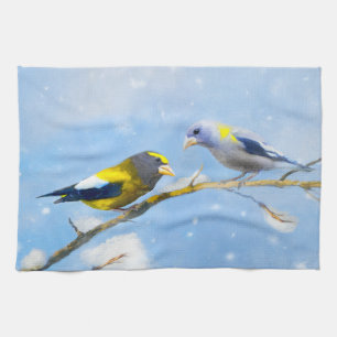 Abend Grosbeak Malerei - Niedliche Original Hunde Geschirrtuch