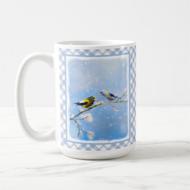 Abend Grosbeak Malerei - Niedliche Original Hunde  Kaffeetasse (Links)