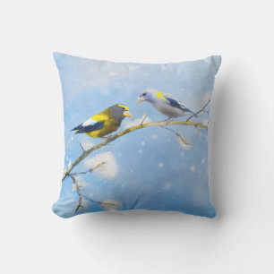 Abend Grosbeak Malerei - Niedliche Original Hunde  Kissen