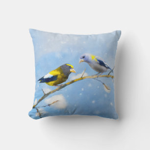 Abend Grosbeak Malerei - Niedliche Original Hunde Kissen