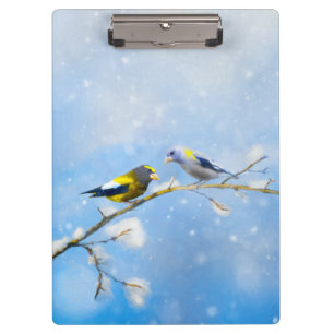 Abend Grosbeak Malerei - Niedliche Original Hunde Klemmbrett