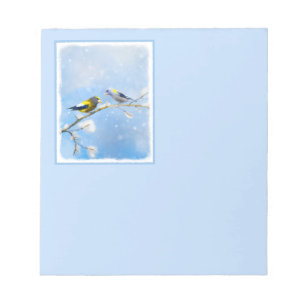Abend Grosbeak Malerei - Niedliche Original Hunde  Notizblock