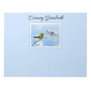 Abend Grosbeak Malerei - Niedliche Original Hunde Notizblock