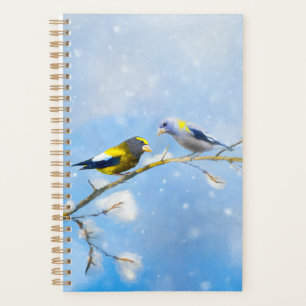 Abend Grosbeak Malerei - Niedliche Original Hunde Planer