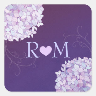 Abend Hydrangeas Lila Wedding Quadratischer Aufkleber
