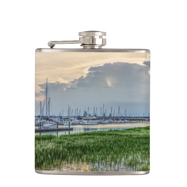Abend im Hafen von Charleston Flachmann (Vorderseite)