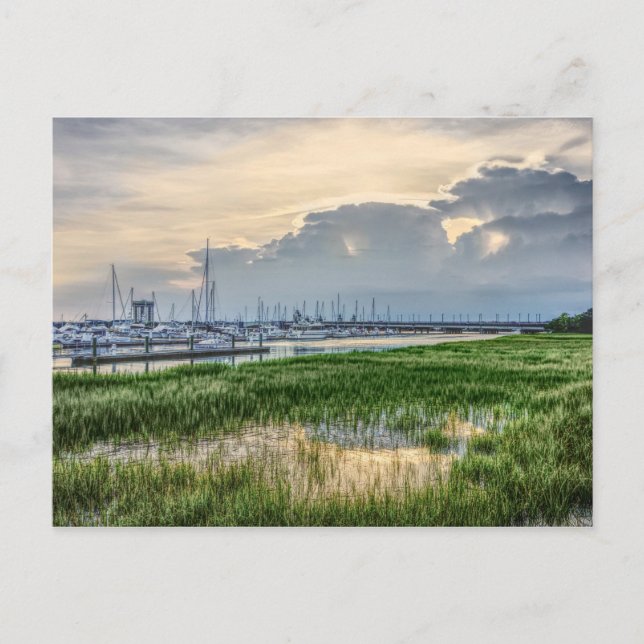 Abend im Hafen von Charleston Postkarte (Vorderseite)