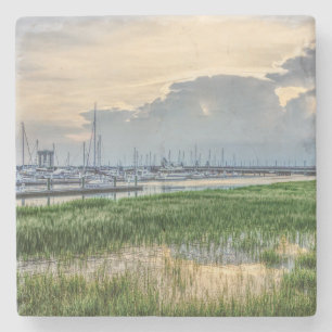 Abend im Hafen von Charleston Steinuntersetzer