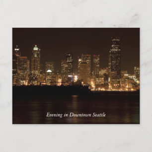 Abend im Zentrum von Seattle Postcard Postkarte