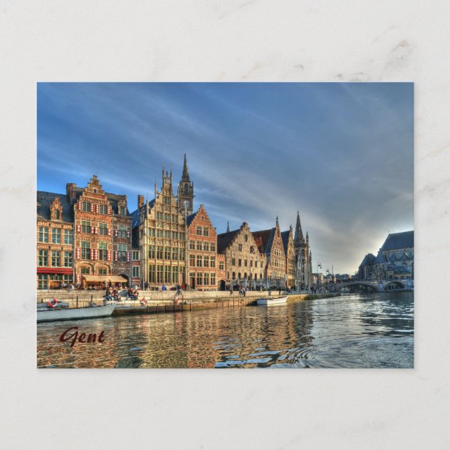 Abend in Gent Postkarte (Vorderseite)