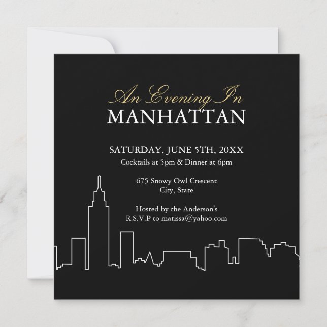 Abend in Manhattan - Custom Invite Einladung (Vorderseite)