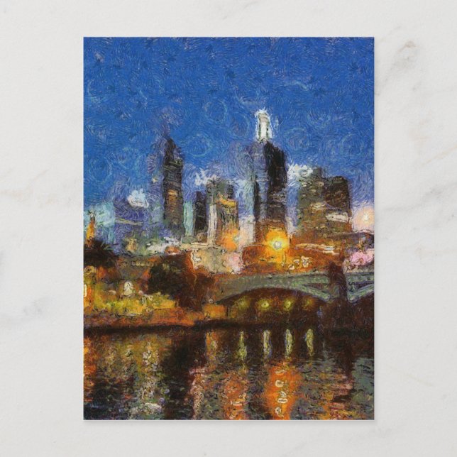Abend in Melbourne Postkarte (Vorderseite)