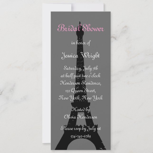 Abend in Paris Bridal Dusche Einladung (Vorderseite)