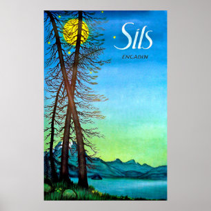 Abend in Sils, Engadin, Schweiz, Vintag Poster