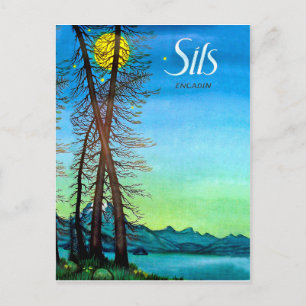 Abend in Sils, Engadin, Schweiz, Vintage Postkarte