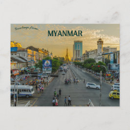 Abend in Yangon-Myanmar Postkarte