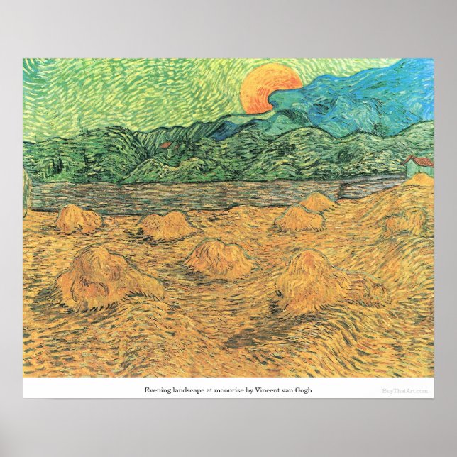 Abend-Landschaft am Monument von Vincent van Gogh Poster (Vorne)
