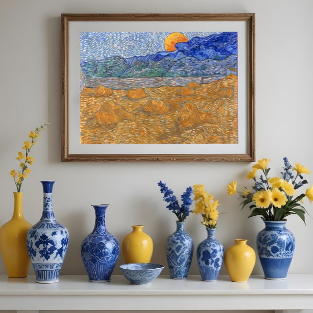 Abend Landschaft mit aufstrebendem Mond von Van Go Poster (Von Creator hochgeladen)