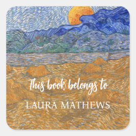Abend Landschaft mit aufstrebendem Mond von Van Go Quadratischer Aufkleber