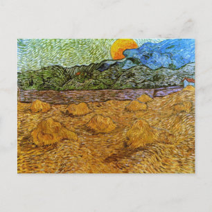 Abend Landschaft Rising Moon, Van Gogh Fine Art Postkarte