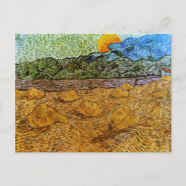 Abend Landschaft Rising Moon, Van Gogh Fine Art Postkarte (Vorderseite)
