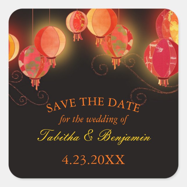 Abend Lantern Garden Wedding Quadratischer Aufkleber (Vorderseite)