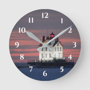 Abend Lighthouse Runde Wanduhr