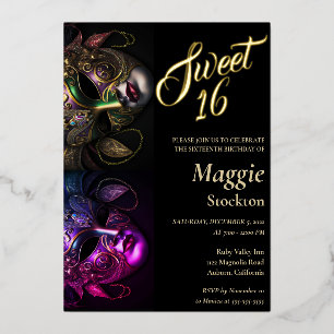 Abend Masquerade Sweet 16 Einladungsfolie Folieneinladung