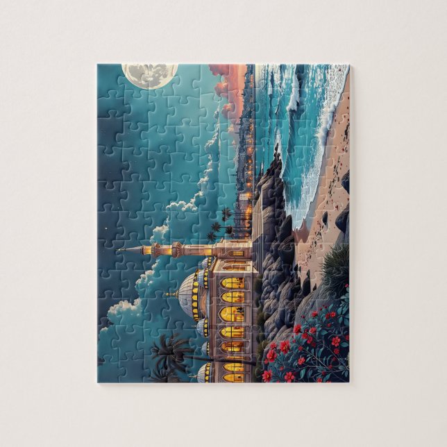 Abend Moschee in Meeresnähe Puzzle (Vertikal)