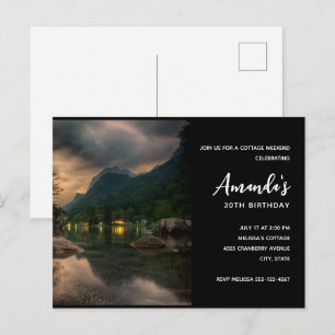Abend Mountain Lake Foto Geburtstag Einladungspostkarte