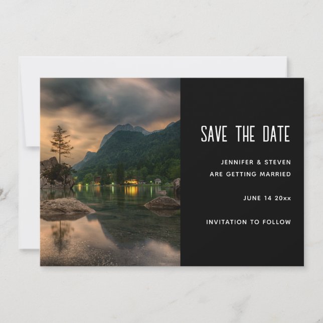 Abend Mountain Lake Foto - Hochzeit Save The Date (Vorderseite)
