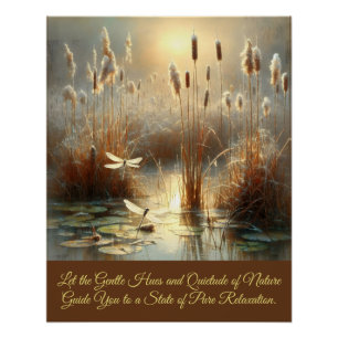 Abend Nature Sunset Sumpf Dragonfly Cane Art Poster