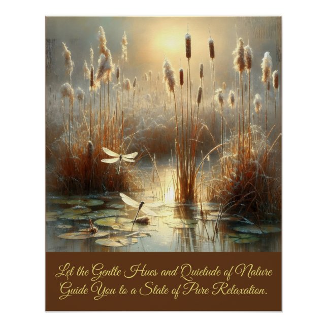 Abend Nature Sunset Sumpf Dragonfly Cane Art Poster (Vorderseite)
