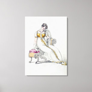 Abend- oder Hochzeitskleid, Modeplatte aus Leinwanddruck