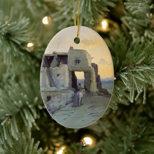 Abend, Pueblo von Walpi von Marion Kavagh Wachtel Keramik Ornament (Baum)