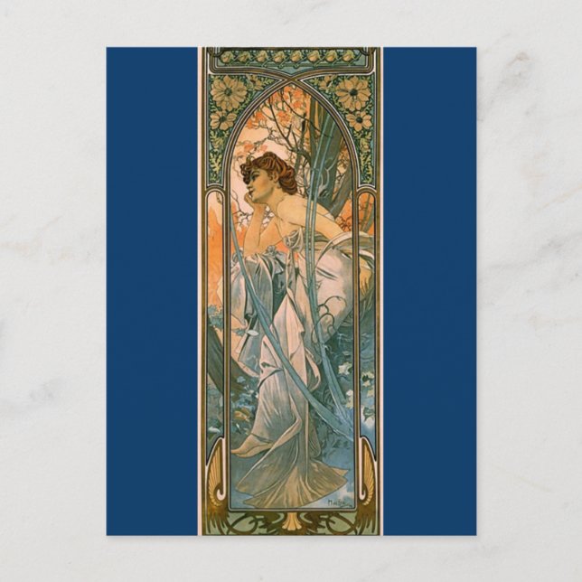 Abend Reverie - von Alphonse Mucha Postkarte (Vorderseite)
