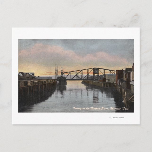 Abend Scene auf dem Wishkah River Postkarte (Vorderseite)
