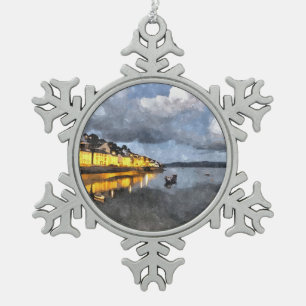 ABEND SCHNEEFLOCKEN Zinn-Ornament