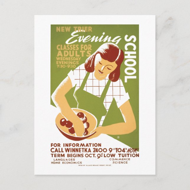 Abend School: Klassen für Erwachsene Postkarte (Vorderseite)