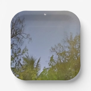 Abend Sky Crescent Moon Foto Pappteller