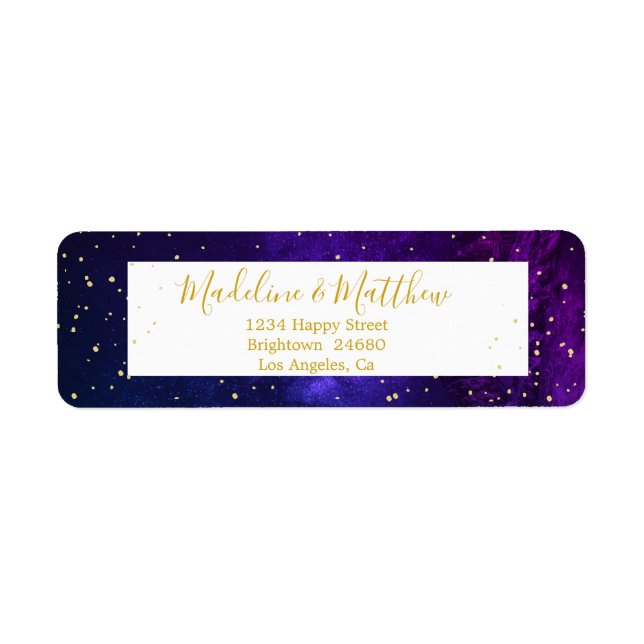 Abend Sky Gold Stars Wedding Monogram (Vorne)