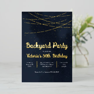 Abend Sky String of lights Backyard Party Folieneinladung