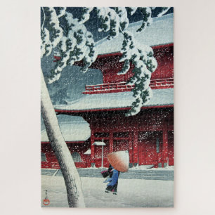 Abend Snow at Edo River Hasui Kawase Circa 1925 Puzzle