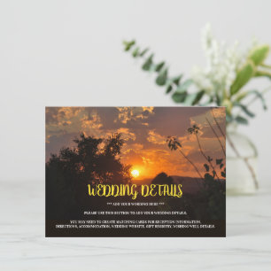 Abend Sonnenuntergang, rustikale Hochzeitsszene Begleitkarte