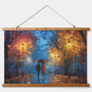 Abend Spaziergang im Herbst Wandteppich Mit Holzrahmen
