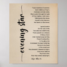 Abend Star Gedicht Edgar Allan Poe Vintage Poster