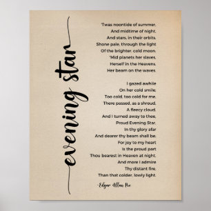 Abend Star Gedicht Edgar Allan Poe Vintage Poster