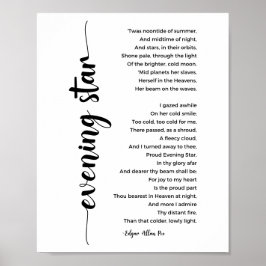 Abend Star Gedicht von Edgar Allan Poster
