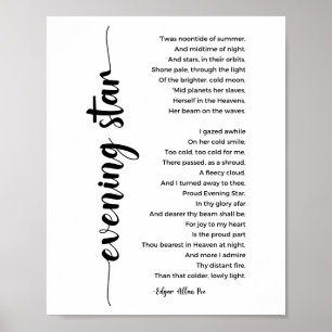 Abend Star Gedicht von Edgar Allan Poster
